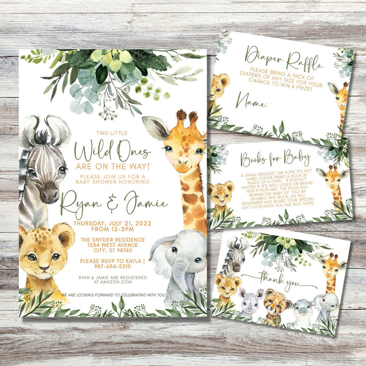 Safari Animal Baby Shower Invitation | Wild one invite | Jungle baby shower Invitation | Zoo Animal Baby Shower Invitation.