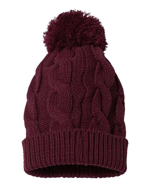 Custom Cable Knit Pom Pom Beanie