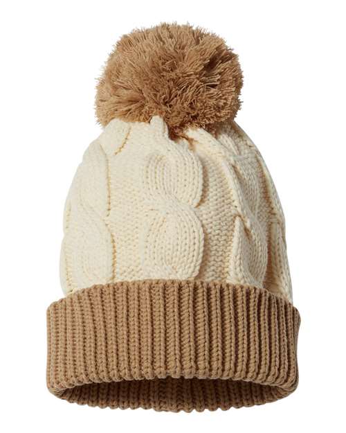 Custom Cable Knit Pom Pom Beanie
