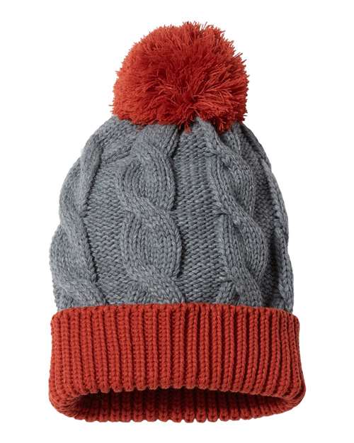 Custom Cable Knit Pom Pom Beanie