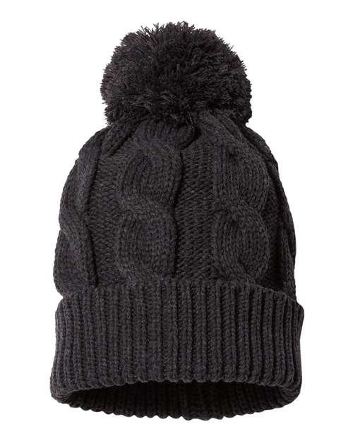 Custom Cable Knit Pom Pom Beanie