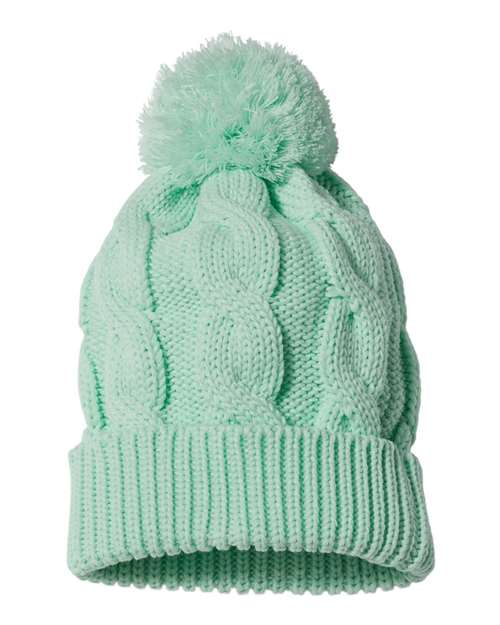 Custom Cable Knit Pom Pom Beanie