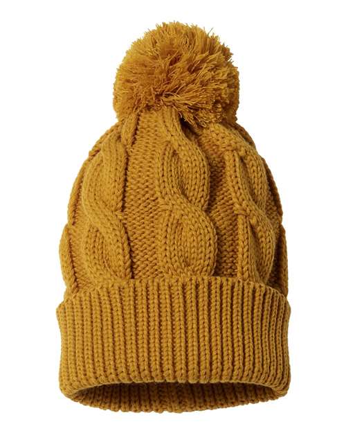 Custom Cable Knit Pom Pom Beanie