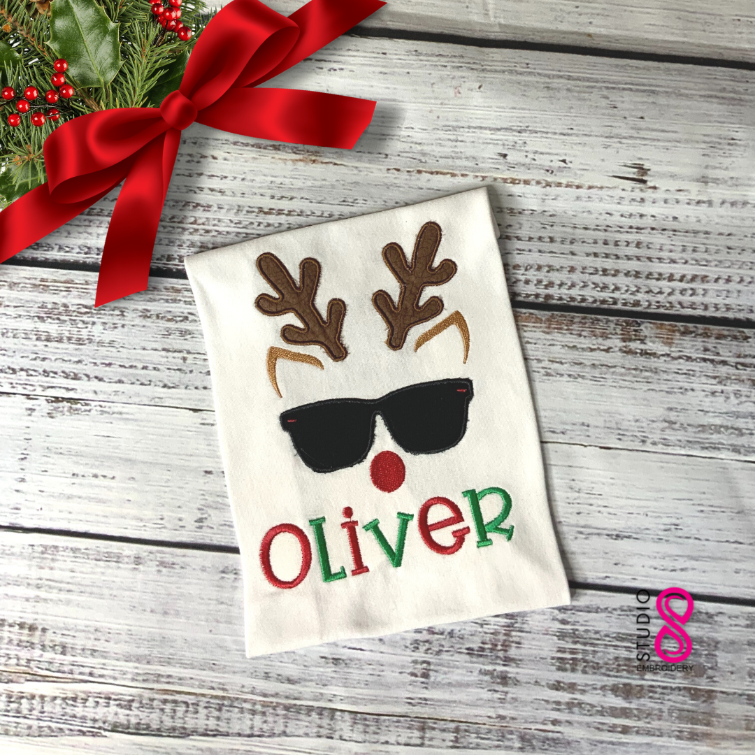 Cool Reindeer Christmas Shirt for Boys | Applique Christmas Shirt | Custom Shirt for Boys