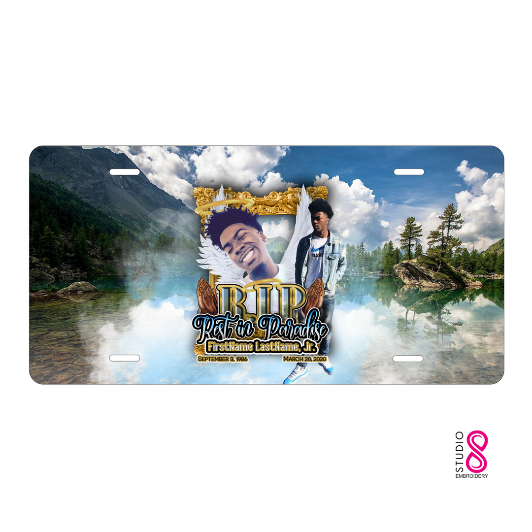 Golden Frame Lake Memorial Custom License Plate