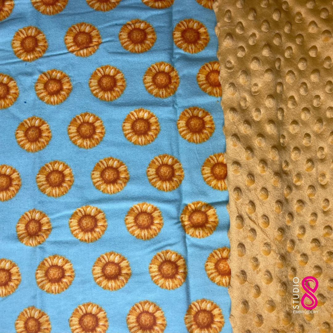 Sunflower Themed Personalized Minky Baby Blanket