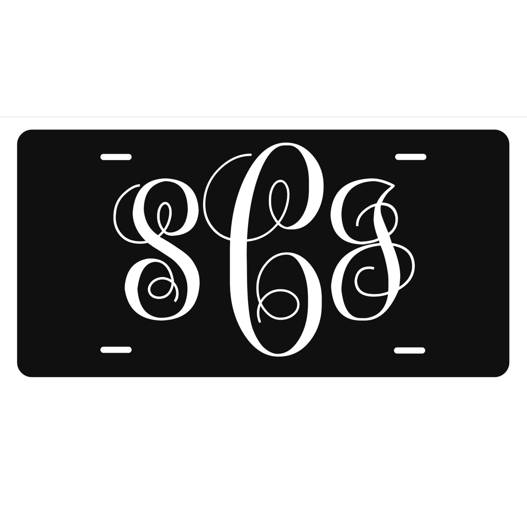 Minimalist Vine Monogram Custom License Plate