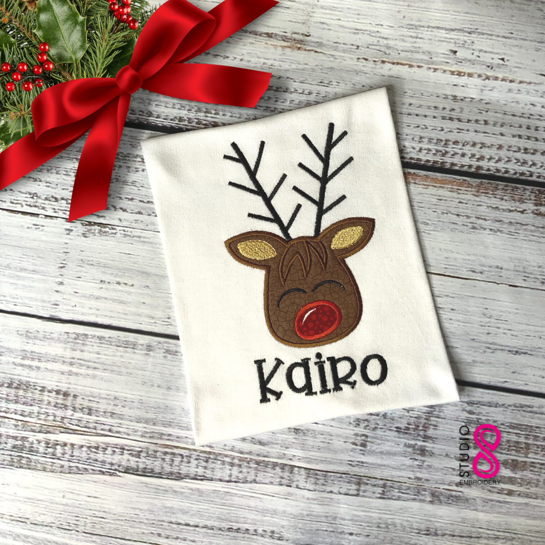 Reindeer Christmas Shirt for Boys | Applique Christmas Shirt | Custom Shirt for Boys