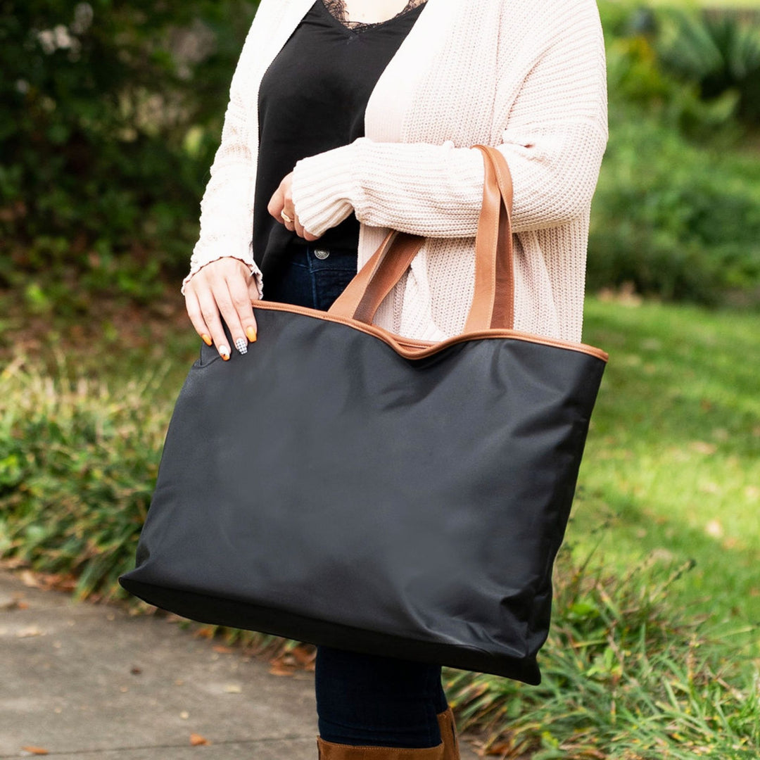Black Nylon Ally Tote | Monogrammed Tote | Everyday Tote Bag