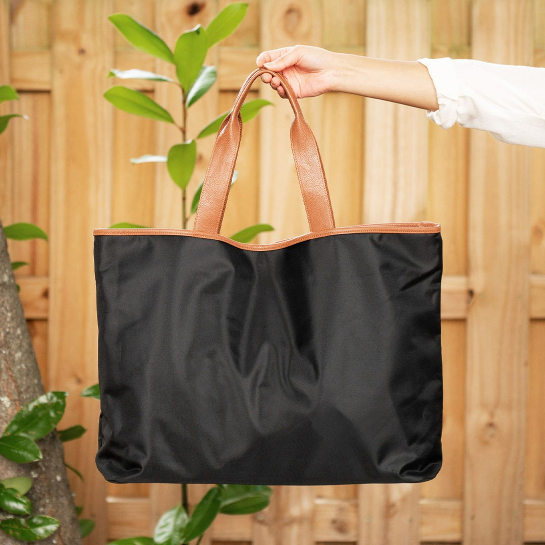 Black Nylon Ally Tote | Monogrammed Tote | Everyday Tote Bag