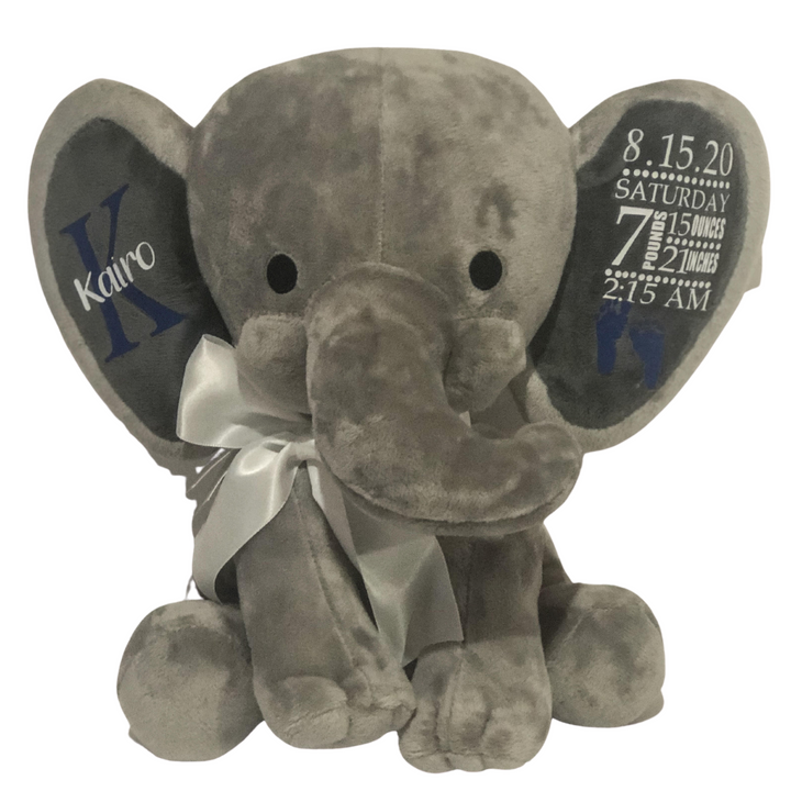 Custom Birth Stat Elephant Stuffed Animal