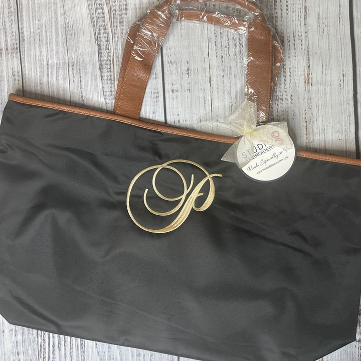 Black Nylon Ally Tote | Monogrammed Tote | Everyday Tote Bag