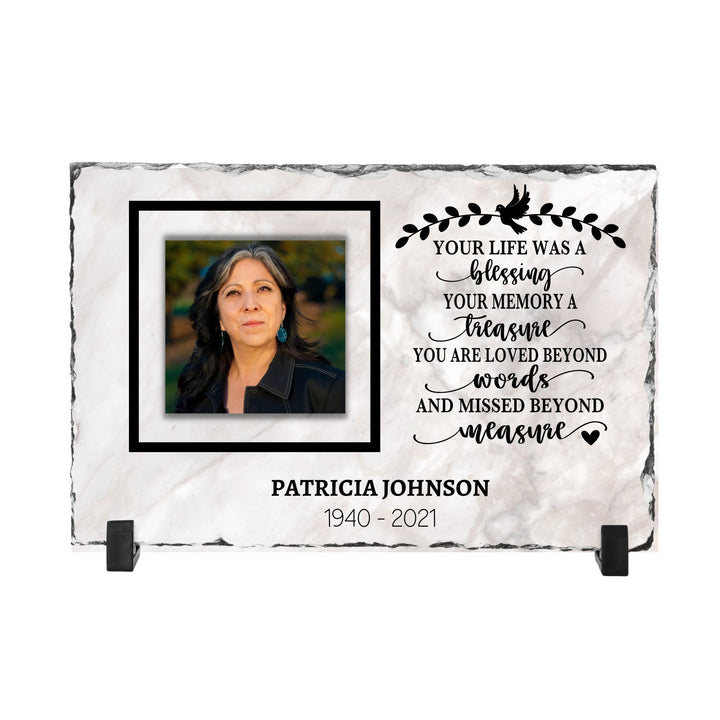 Custom Memorial Stone Plaque | Your Life Was a Blessing