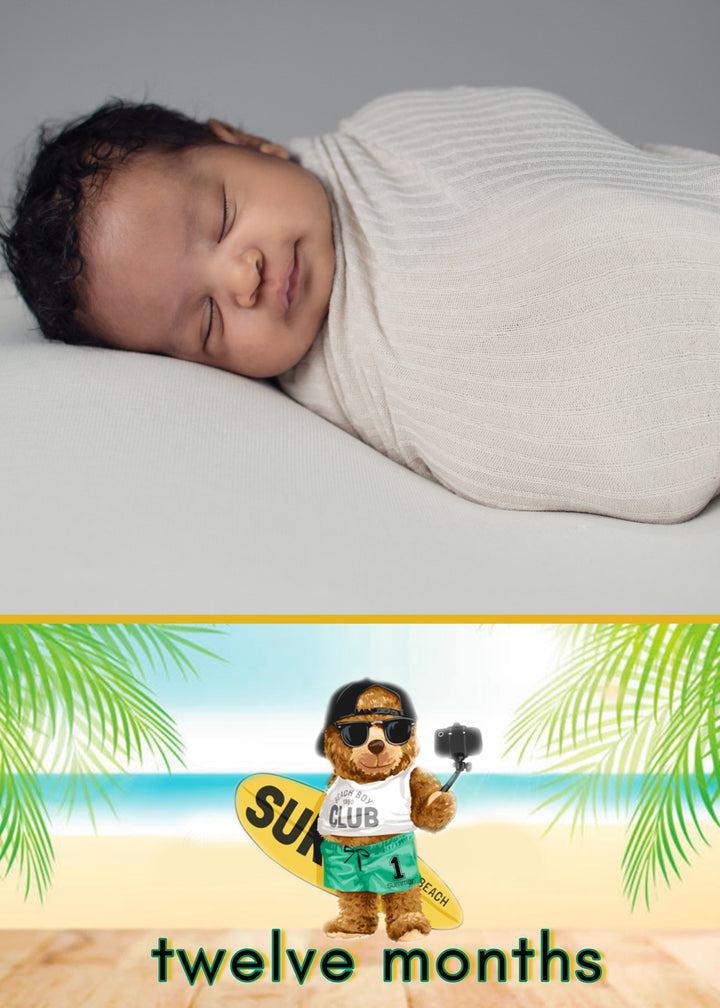 Surf Teddy Bear 12-Mth Growth Cards