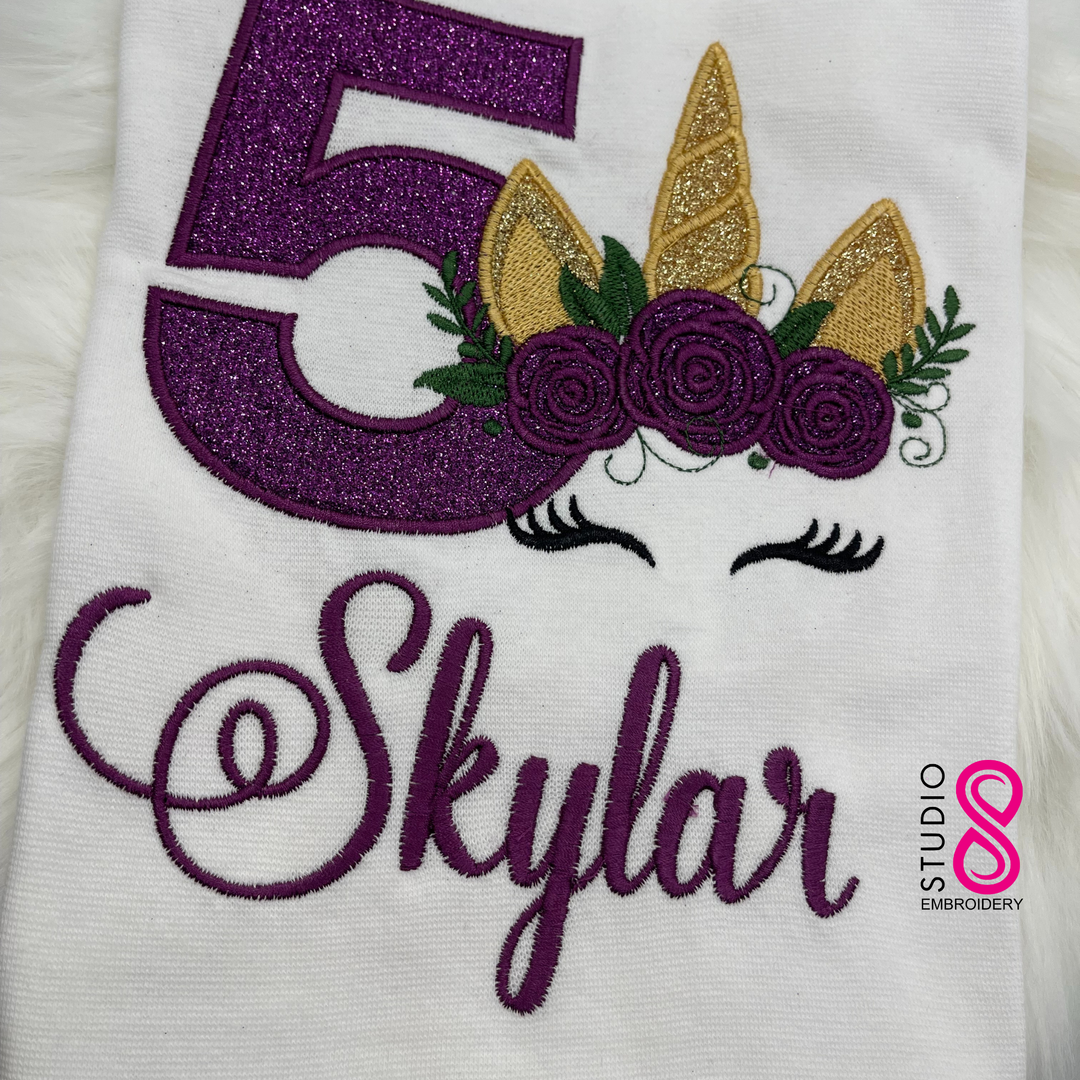Purple Unicorn Birthday Shirt | Age Birthday Shirt | Birthday Outfit | Personalized Birthday Gift | Girl Theme Birthday
