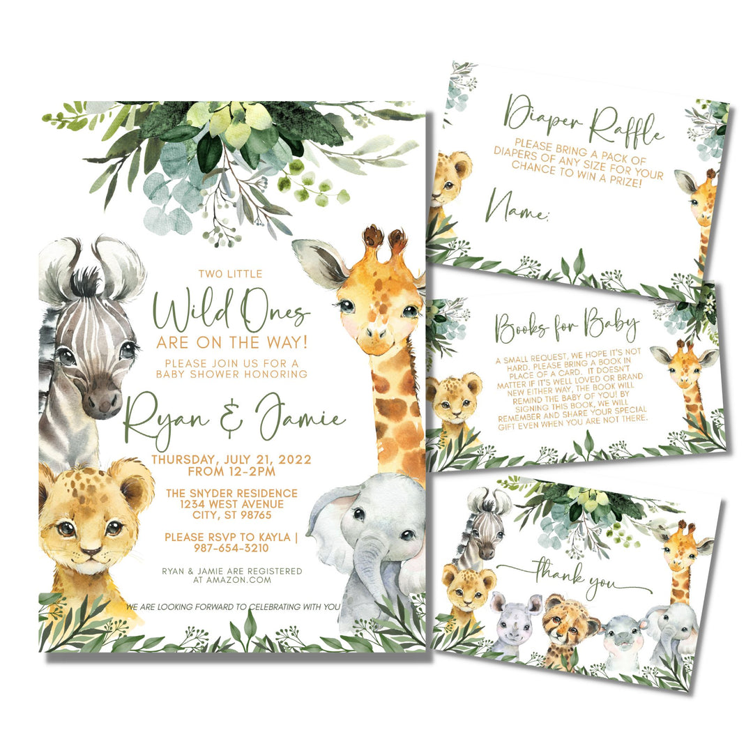 Safari Animal Baby Shower Invitation | Wild one invite | Jungle baby shower Invitation | Zoo Animal Baby Shower Invitation.