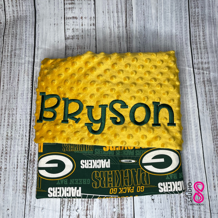 Football Theme Personalized Minky Baby Blanket