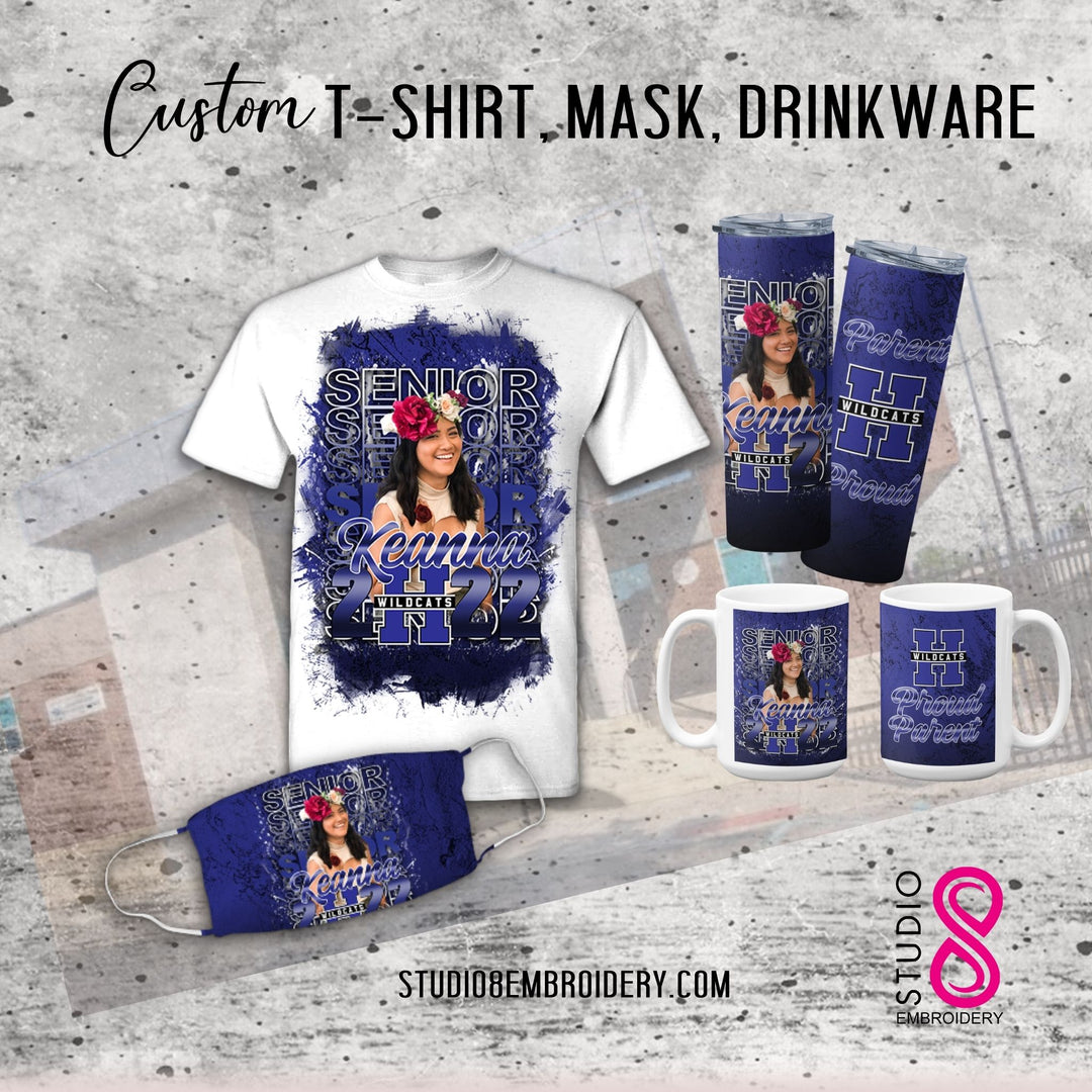 Custom Graduation T-Shirt, Mask, Drinkware Bundle