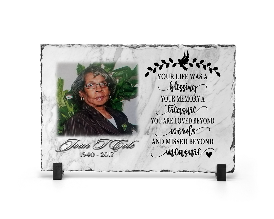 Custom Memorial Photo Slate | Your Life was a Blessing