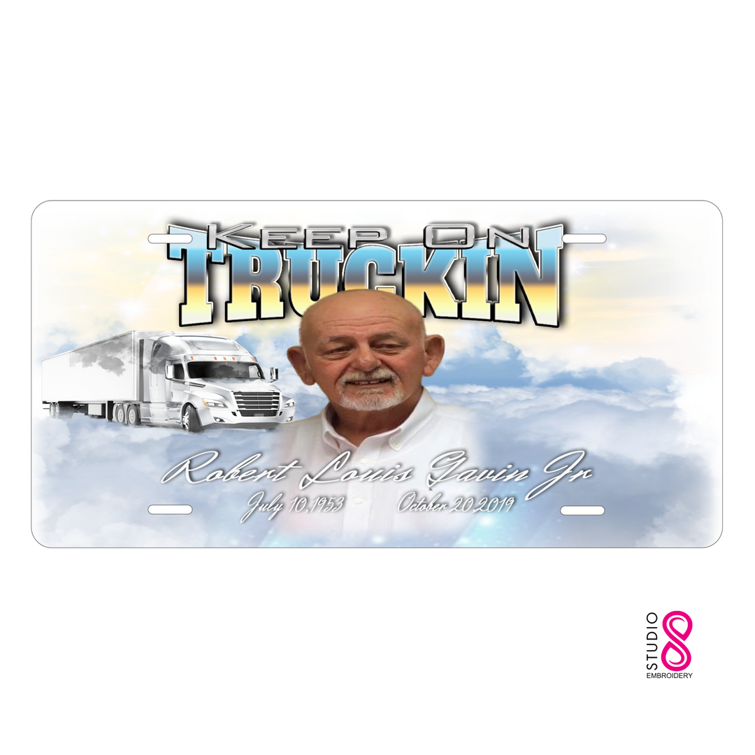 Keep on Trucking Memorial Custom License Plate