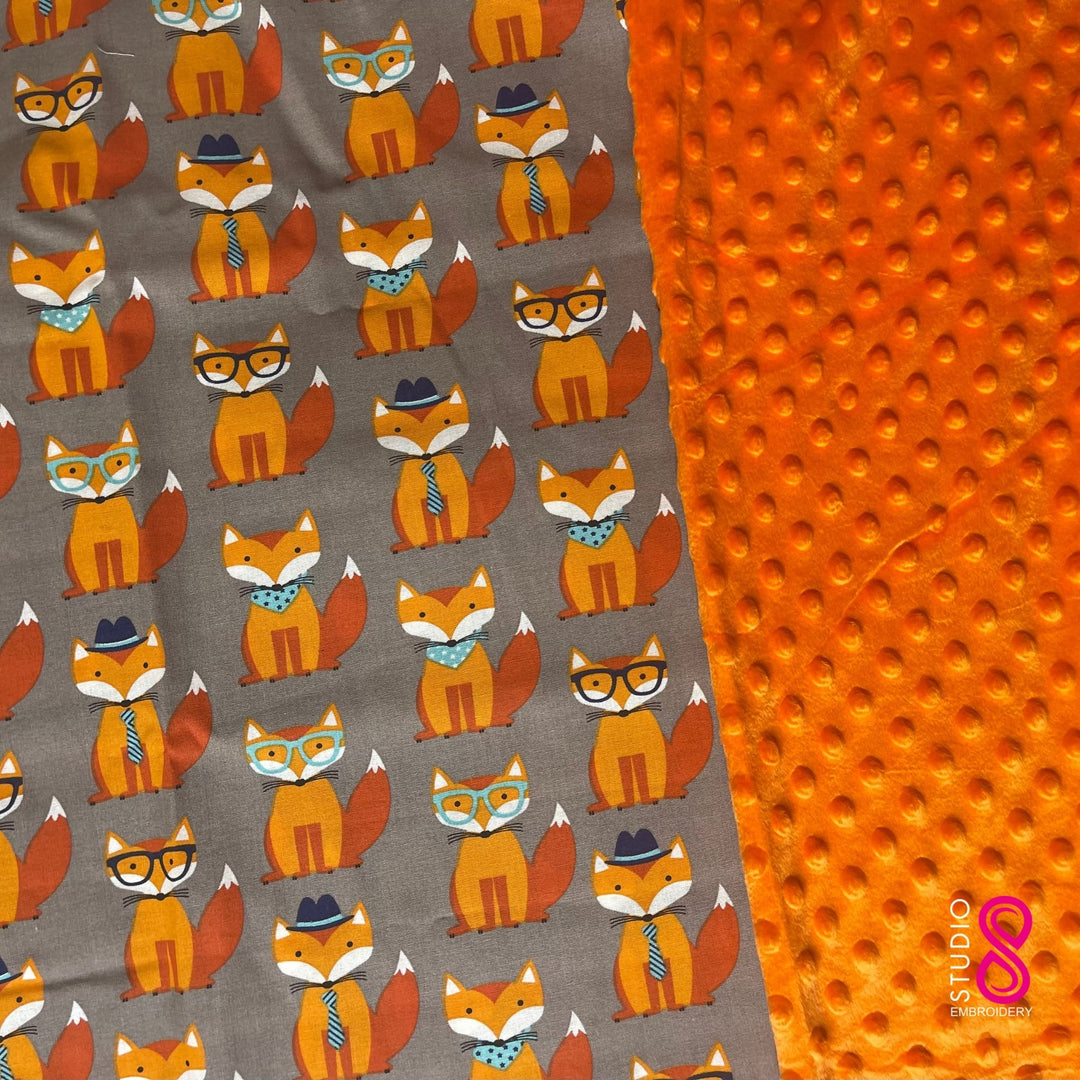 Fox Themed Personalized Minky Baby Blanket, blankets for boys
