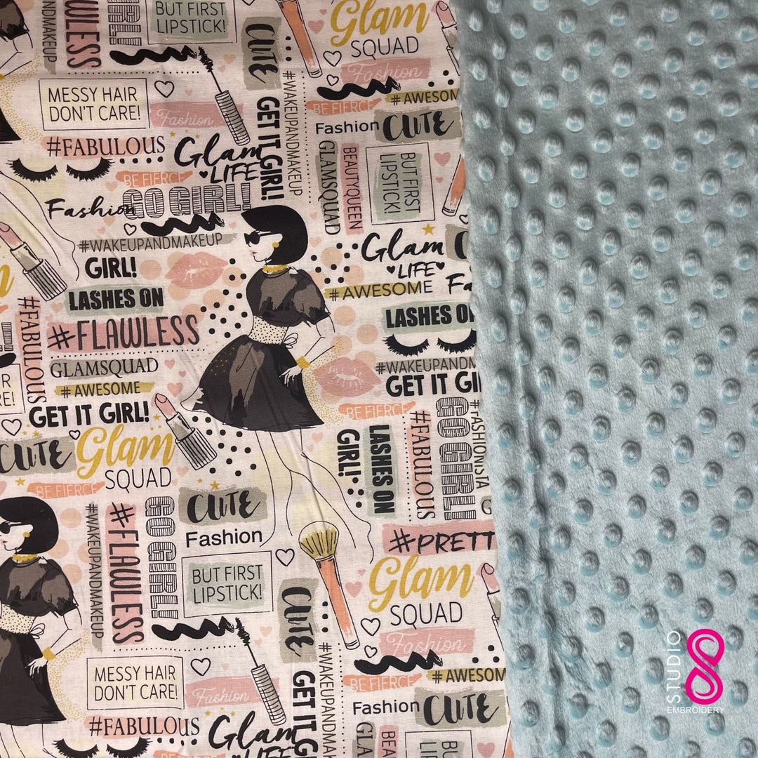 Glam Girl Themed Personalized Minky Baby Blanket