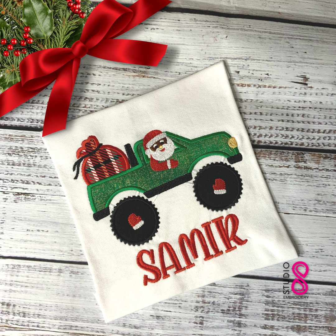 Santa Monster Truck Christmas Shirt