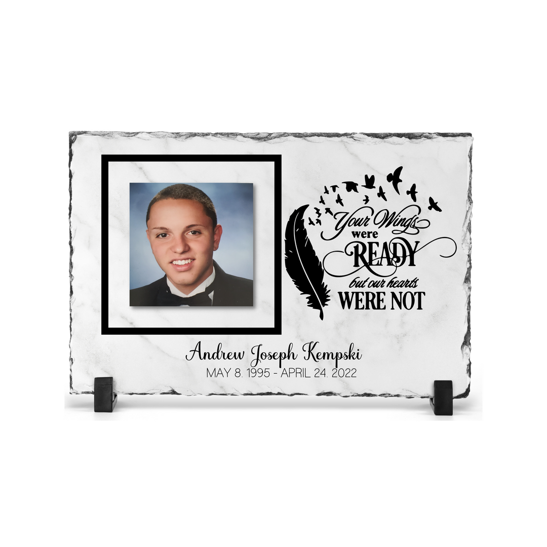 Custom Memorial Stone Plaque | Your Wings Were Ready But Our Hearts Were Not