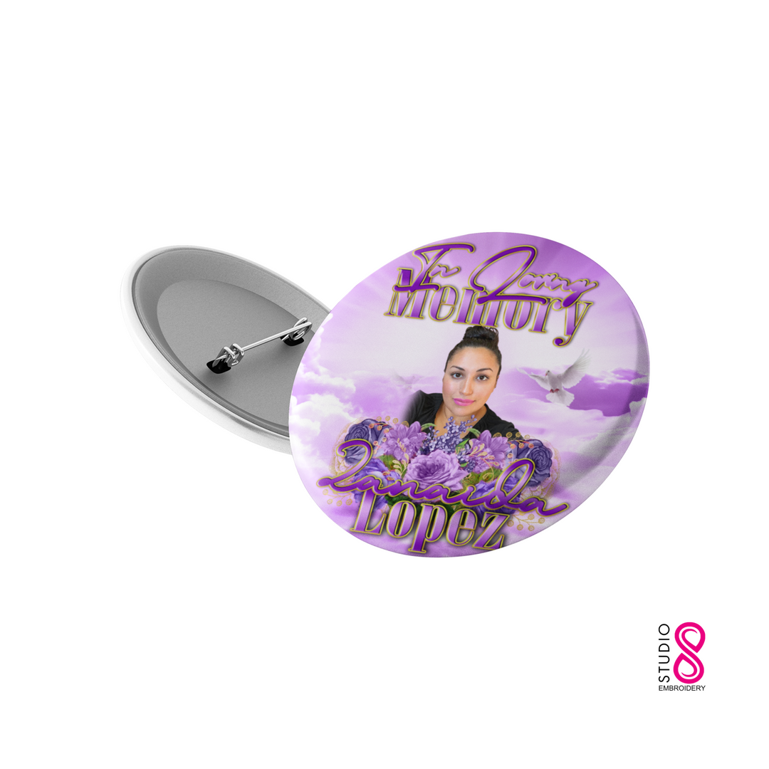 Floral and Clouds Memorial Custom Pinback Button