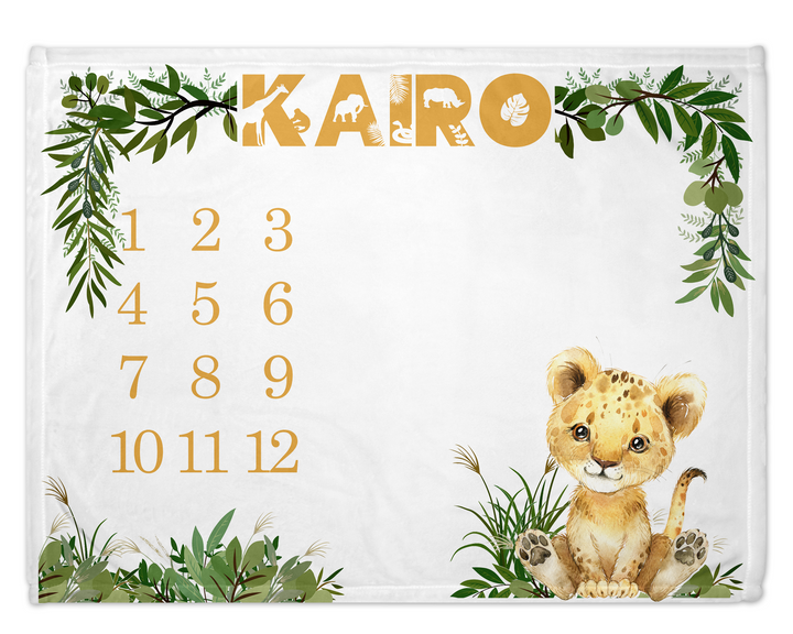 Custom Safari Themed Milestone Baby Blanket